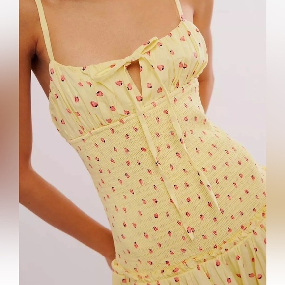 NWT Free People Lavender Daze Smocked Sundress in Strawberry Lemon - Picture 4 of 15